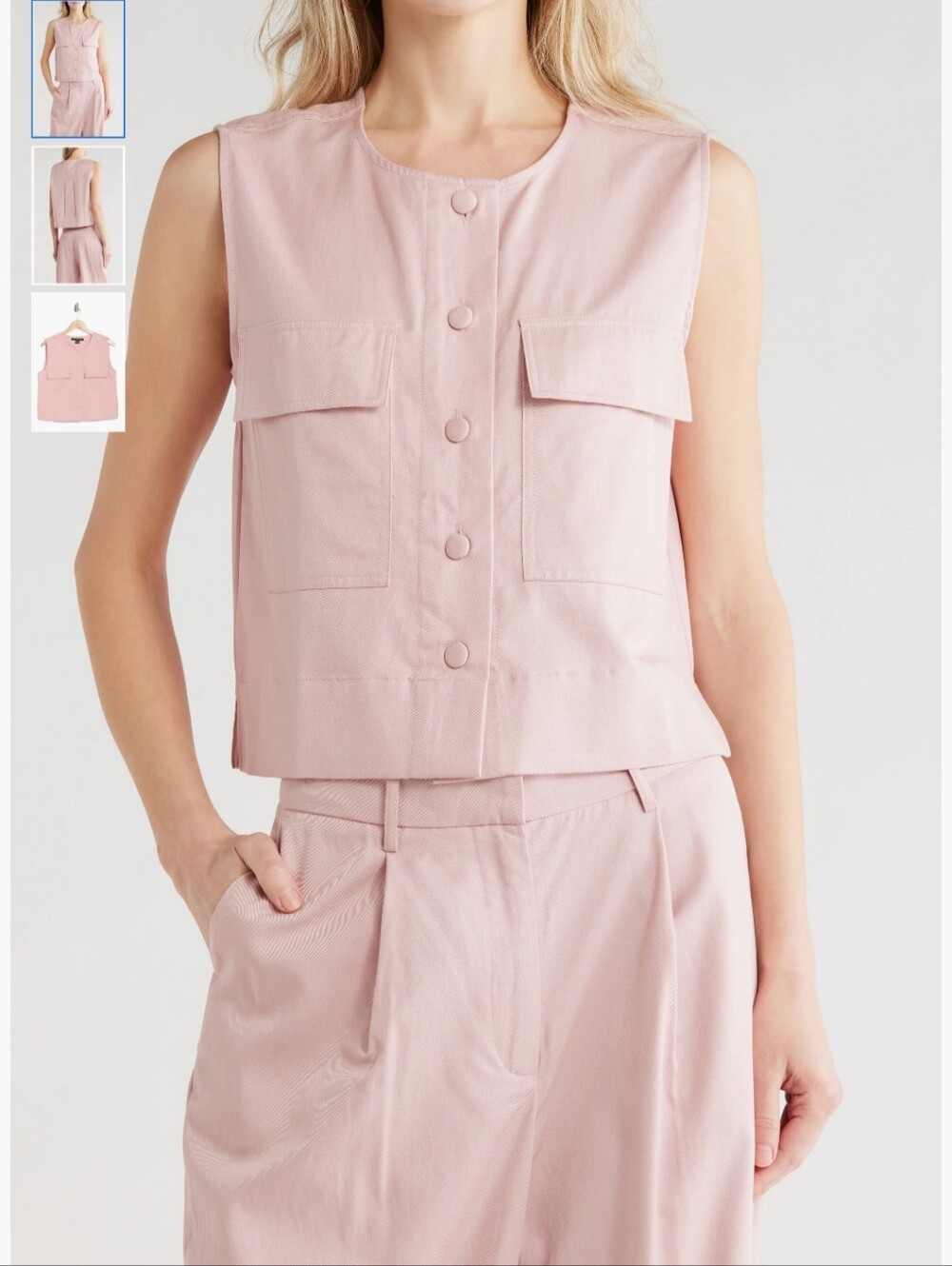 French Connection Dusty Pink Sleeveless Utility Vest